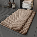 Luxury Plush Memory Foam Bath Mat with Foot Drying Panel - Super Absorbent & Non - Slip Bathroom Rug(Checkered brown) - RnR Galore