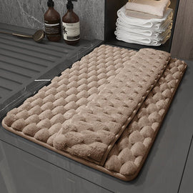 Luxury Plush Memory Foam Bath Mat with Foot Drying Panel - Super Absorbent & Non - Slip Bathroom Rug(Checkered brown) - RnR Galore