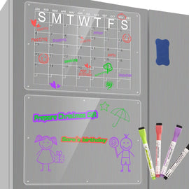 Magnetic Acrylic Fridge Calendar & Memo Board Set - Dry Erase Planner with Markers & Eraser(43*30cm 3mm) - RnR Galore