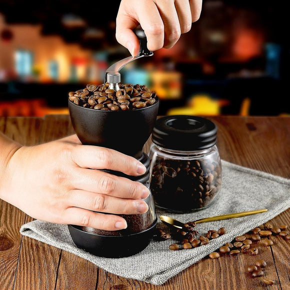 Manual Coffee Grinder - Glass Storage Jar Hand Mill Kitchen Coffee Gadgets - RnR Galore