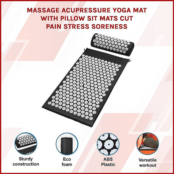 Massage Acupressure Yoga Mat With Pillow Sit Mats Cut Pain Stress Soreness - RnR Galore