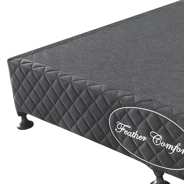 Mattress Base Ensemble Queen Size Solid Wooden Slat in Charcoal with Removable Cover - RnR Galore