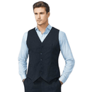 Mens Peaked Vest Waistcoat w/ Knitted Back Suit Formal Wedding Dress Up - Navy - 102 - RnR Galore