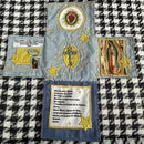 Mini Handcrafted Catholic Pocket Shrine – Foldable Prayer Altar with Silver Cross, Religious Art & Embroidered Prayers, Portable Faith Companion, 6.5 x 5.5 Inches (Purple) - RnR Galore