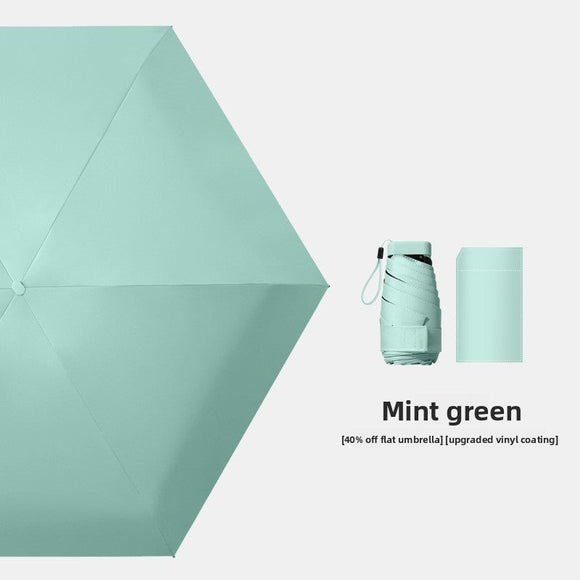 Mint green Compact Mini Travel Umbrella UPF50+ UV Protection Waterproof 6 - Fold Flat Design Lightweight Sun & Rain Parasol for Handbag - RnR Galore