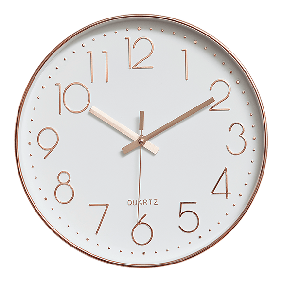 Modern Rose Gold Wall Clock – Silent Non - Ticking Quartz Battery Operated Design - RnR Galore