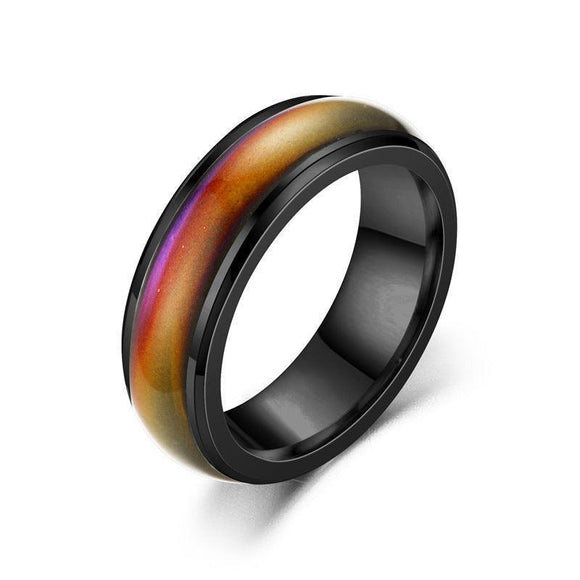 Mood Colour Changing Ring Temperature Sensitive Stainless Steel US Size 8 - Rose Gold - RnR Galore