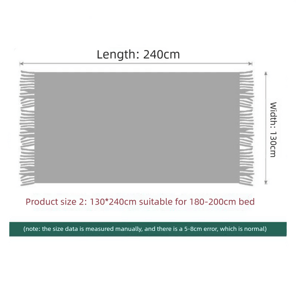Morandi blue Nordic Knitted Throw Blanket with Tassels 130x230cm Soft Acrylic Diamond Pattern Sofa Cover Bed Runner and Travel Blanket - RnR Galore
