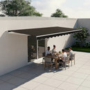 Motorised Outdoor Folding Arm Awning Retractable Sunshade Canopy Black 5.0m x 3.0m - RnR Galore