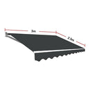 Motorised Outdoor Folding Arm Awning Retractable Sunshade Canopy Grey 3.0m x 2.5m - RnR Galore