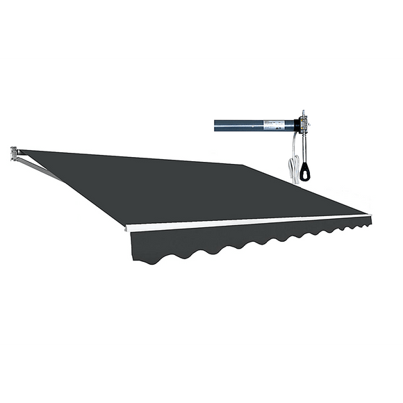 Motorised Outdoor Folding Arm Awning Retractable Sunshade Canopy Grey 5.0m x 2.5m - RnR Galore