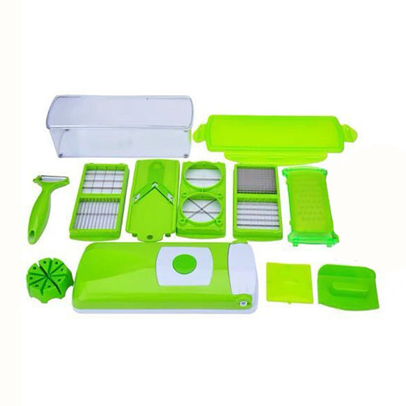 Multi - Functional Vegetable Chopper & Slicer Set - Dicer, Grater with Food Container & Peeler(green) - RnR Galore
