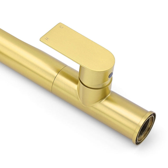 NEW ARRIVAL WELS Brushed Gold Round Kitchen Mixer Sink Tap Laundry Faucet Spout - RnR Galore