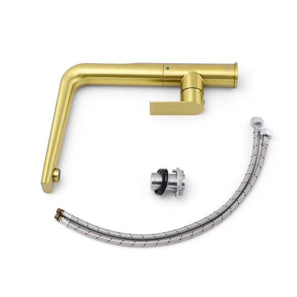 NEW ARRIVAL WELS Brushed Gold Round Kitchen Mixer Sink Tap Laundry Faucet Spout - RnR Galore