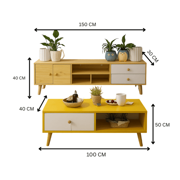 NNECN Modern Living Room TV Stand Table Set - RnR Galore
