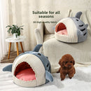 Novelty Shark Pet Cave Bed Enclosed Cozy Sleeping Nest for Cats and Small Dogs Soft Flannel Year Round Comfort Light Blue M Size - RnR Galore