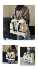 Orange and Black Large Capacity Travel Bag with Wet/Dry Separation - Canvas + Polyester, Lightweight Handbag for Short Trips and Fitness, Fits on Luggage - RnR Galore