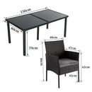 Outdoor Minimalist Black Wicker 6 - Seater Dining Set - RnR Galore