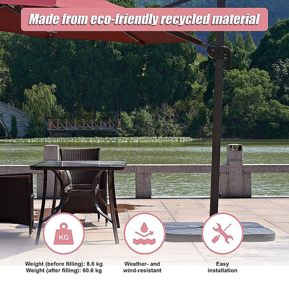 Outdoor Patio 4 - Piece Cantilever Offset 3M Umbrella Base Stand Weight Water Sand - RnR Galore