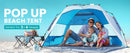 OutdoorMaster Pop Up 3 - 4 Person Beach Tent X - Large - Easy Setup, Portable Beach Shade Canopy Folding Sun Shelter with UPF 50+ UV Protection Removable Skylight Family Size (Blue) - RnR Galore