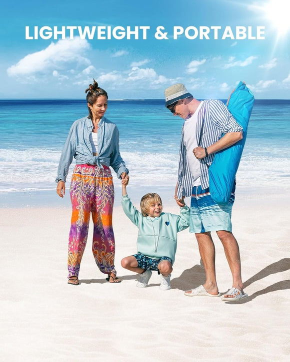 OutdoorMaster Pop Up 3 - 4 Person Beach Tent X - Large - Easy Setup, Portable Beach Shade Canopy Folding Sun Shelter with UPF 50+ UV Protection Removable Skylight Family Size (Blue) - RnR Galore
