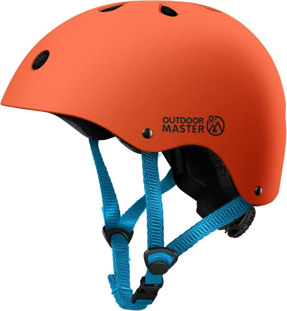 OutdoorMaster Youth & Kids Bike Helmet - Adjustable Multi - Sports Skateboard Helmet with Removable Liners for Balance Bike, Toddler Scooter, One Wheel Hoverboard - Orange - Large - RnR Galore
