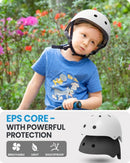 OutdoorMaster Youth & Kids Bike Helmet - Adjustable Multi - Sports Skateboard Helmet with Removable Liners for Balance Bike, Toddler Scooter, One Wheel Hoverboard - White - Small - RnR Galore