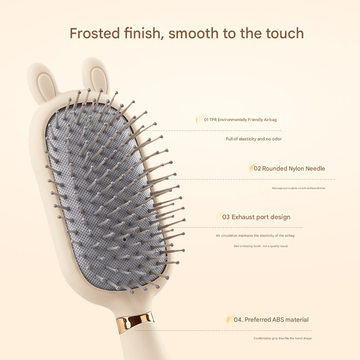 Oval comb Soft Touch Air Cushion Hair Brush with Built - in Cleaning Claw Detangling Massage Comb for Wet and Dry Hair Gentle Scalp Care - RnR Galore