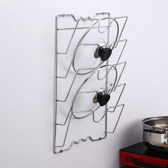 Pan Lid Holder Storage Rack Wall Mount Pot Cover Organizer Kitchen Accessories - RnR Galore