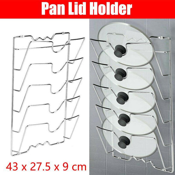 Pan Lid Holder Storage Rack Wall Mount Pot Cover Organizer Kitchen Accessories - RnR Galore