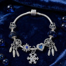 Pandora - Style Rhinestone Blue Cat’s Eye Heart Bracelet: Glass Beads, Dreamcatcher Feather Snowflake(20cm) - RnR Galore