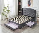Paris Tall Tufted Velvet Dark Grey Bed with Storage Drawer - King - RnR Galore