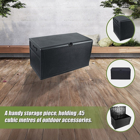 Patio Deck Box Outdoor Storage Plastic Bench Box 450 Litre - RnR Galore