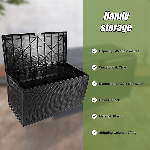 Patio Deck Box Outdoor Storage Plastic Bench Box 450 Litre - RnR Galore