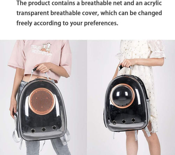 pet products Pet Space Capsule Backpack, Small Medium Cat Puppy Dog Carrier, Transparent Breathable Heat Proof, Pet Carrier for Travel Hiking Walking Camping, Grey - RnR Galore