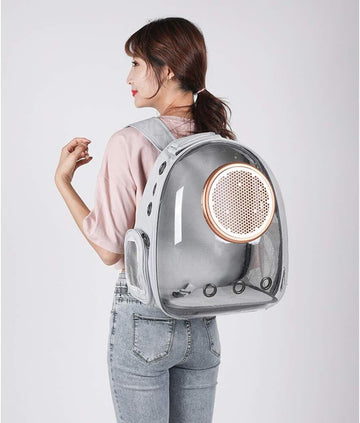 Grey Transparent Pet Space Capsule Backpack for Small Pets