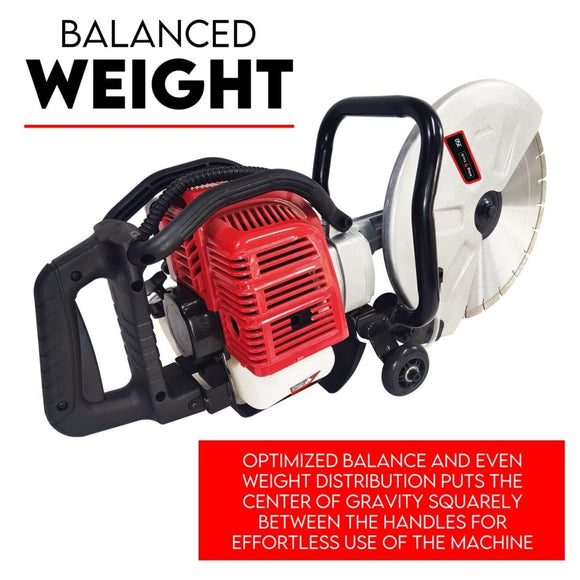 Petrol Demolition Saw 75CC Concrete Cut Off Wet Demo Road Cutter Brick 350MM - RnR Galore