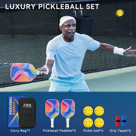 Pickleball Paddle Set with 4 Balls – Fiberglass Surface, Lightweight Grip | Indoor & Outdoor Play - RnR Galore