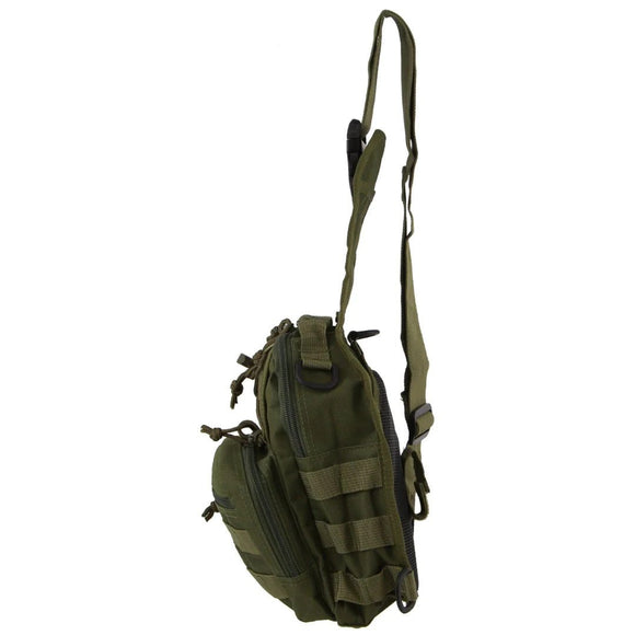 Pierre Cardin Cross Body Tactical Sling Bag Rucksack Army Style in Green - RnR Galore