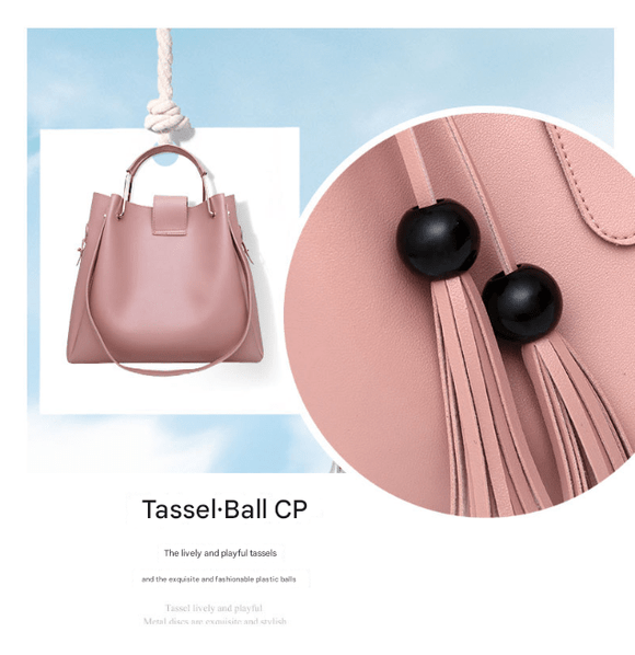 Pink Chic 3 - Piece Women's Handbag Set - PU Leather Tote, Crossbody Bag & Clutch Purse - RnR Galore