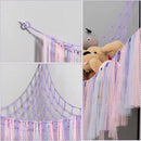 Pink Corner Plush Toy Organizer (100x100x150cm) with Ribbon Accent & Installation Kit - Handwoven Cotton Mesh Toy Storage Hammock - RnR Galore
