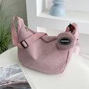 Pink Minimalist Corduroy Crossbody Bag – Large Capacity Single Shoulder & Diagonal Sling Bag in Korean Style - RnR Galore