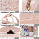 Pink Portable Large Hanging Womens' Luxury PU Leather Cosmetic Bag - Waterproof Travel Toiletry Organizer , Easy Visibility & Durable - RnR Galore