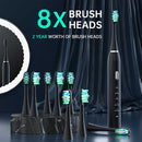 Pink Sonic Rechargeable Electric Toothbrush with 8 Heads & Travel Case - 5 Brushing Modes & Smart Timer(USB) - RnR Galore