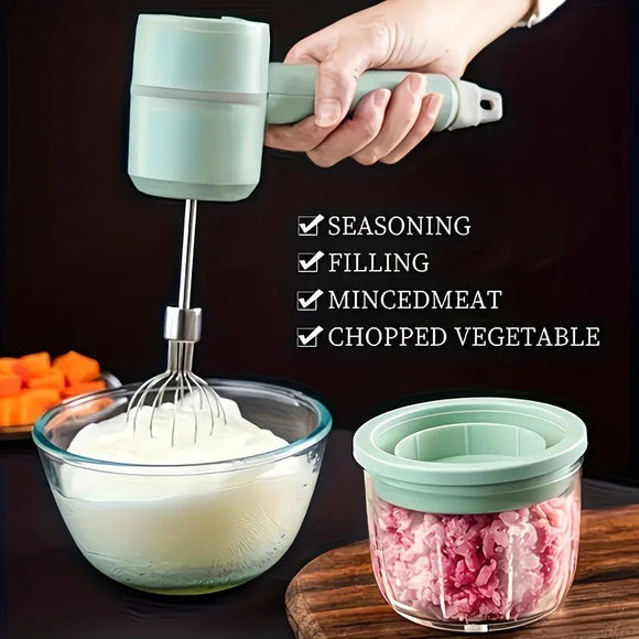 Pink Wireless charging handheld mixer, 30W with three - speed settings. Dual whisk heads designed for whipping eggs, cream, and batter. Suitable for both kitchen and outdoor use, also an ideal gift. - RnR Galore