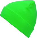 PLAIN BEANIE Unisex Mens Womens Winter Warm Hat Ski Cap Knit One Size - Fluro Green - RnR Galore