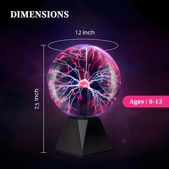 Plasma Ball Lamp - Touch & Sound Sensitive USB - Powered Globe for Decor, Parties & STEM Learning (4 Inch) | Other sizes Available in Store - RnR Galore