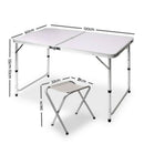Portable Folding Picnic Camping Set BBQ Party Aluminium Table 4 Foldable Chairs - RnR Galore