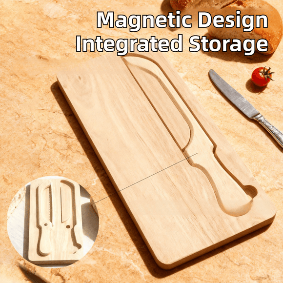Portable Magnetic Bread Slicing Set: Serrated Toast Knife with Integrated Wooden Cutting Board - RnR Galore