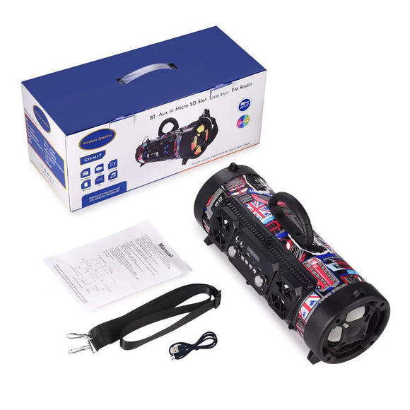 Portable Wireless Speaker - FM Radio, USB/TF Playback, AUX Input, Microphone Support & 2000mAh Battery(Camouflage) - RnR Galore